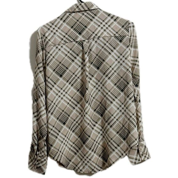 Rue21 Plaid Button-Up Blouse - Tan and Black - Picture 2 of 4